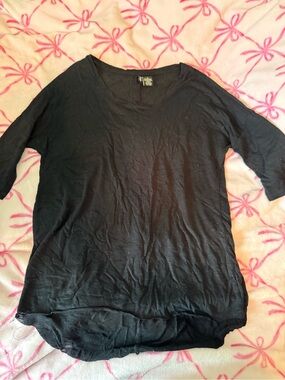 Ultra Flirt Black Scoop Neck Long Sleeve Tee Top